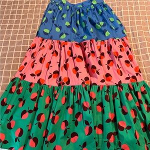 Kate Spade Apple Print Tiered Midi Skirt Size 4